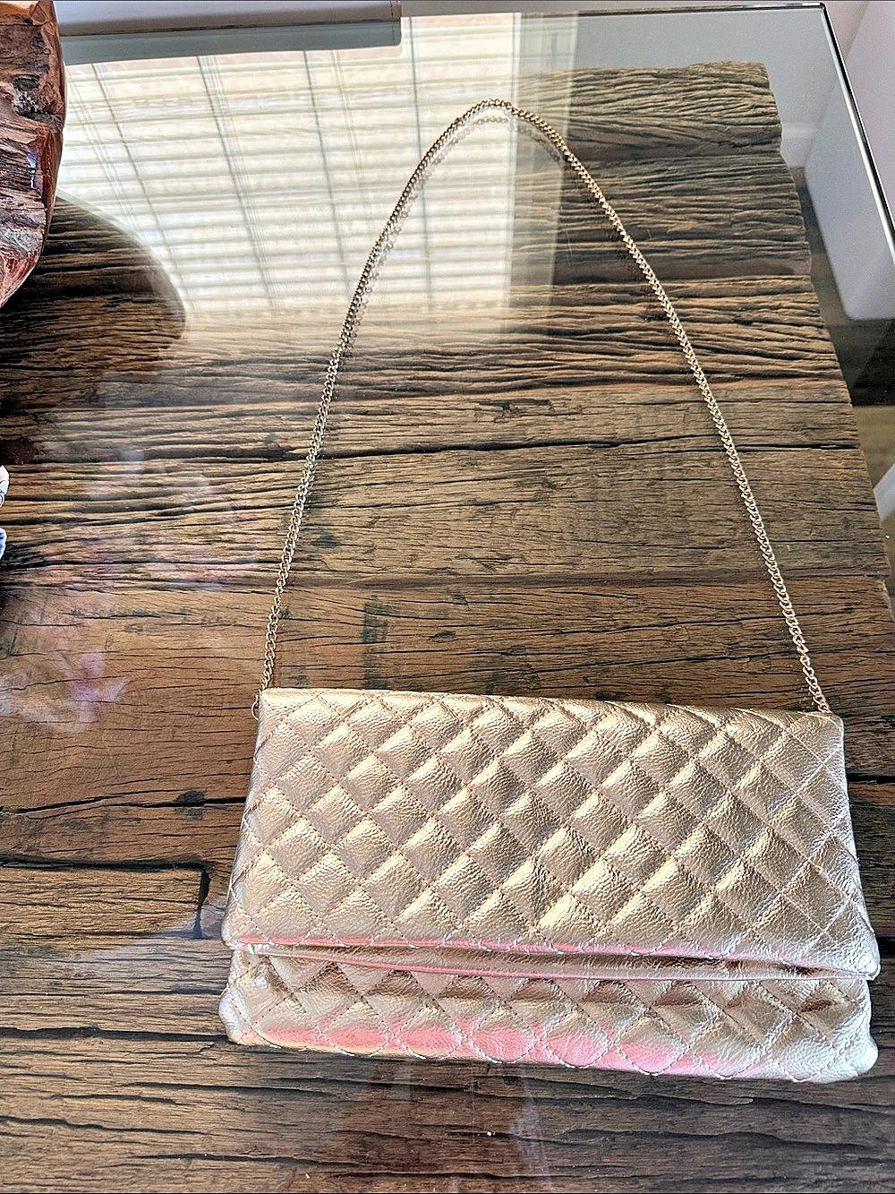 Quilted Shoulder Bag in Gold